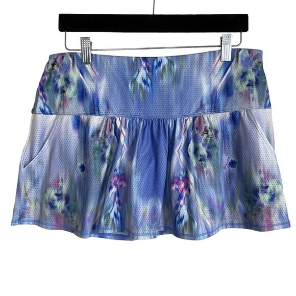 Lucky in Love Size L Mini Skort Skirt Blue Green White Blurred Pockets‎ - Picture 1 of 6